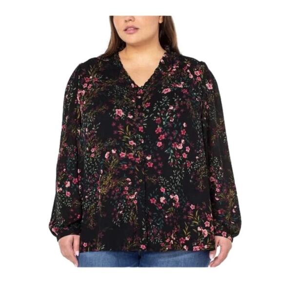 Well Worn Women's Floral Button Front Blouse Size 3X NWT - Picture 1 of 12